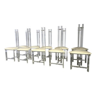 Vintage Brass and Acrylic Glass Dining Chairs, 1970s, Set of 10 For Sale