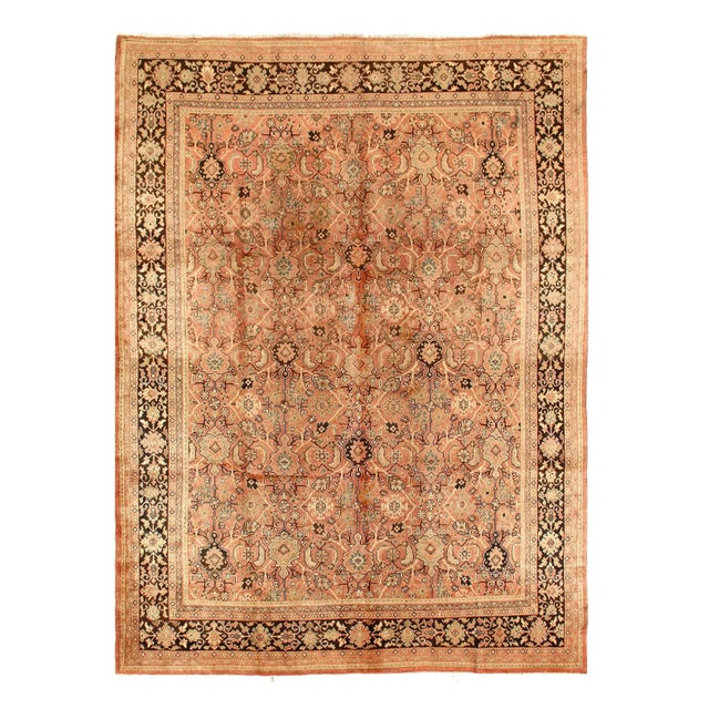 Salmon Color Vintage Persian Mahal 10'8'' X 13'8'' For Sale - Image 4 of 5