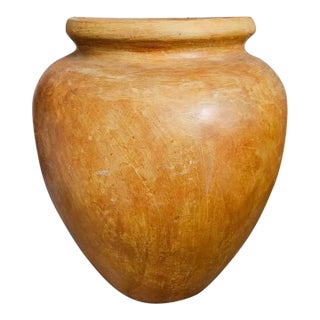 Vintage 1970s Mexican Artistic Hand Made Glazed Clay Water Jug Pot Planter For Sale
