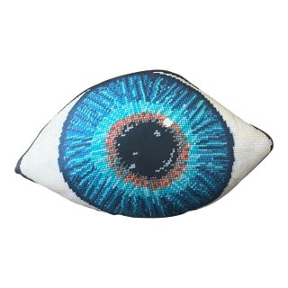 "Blue Eye" Sculpted Organic Cotton Sateen Original Pilow For Sale