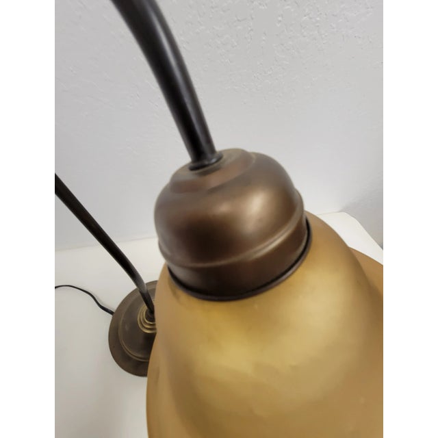 Glass VIntage Desk Lamp With Amber Mixed Glass Glow Shade For Sale - Image 7 of 11