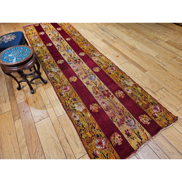 Vintage French Aubusson Runner, Hand-Knotted Wool, Floral Design, 4' X 13' For Sale - Image 10 of 11
