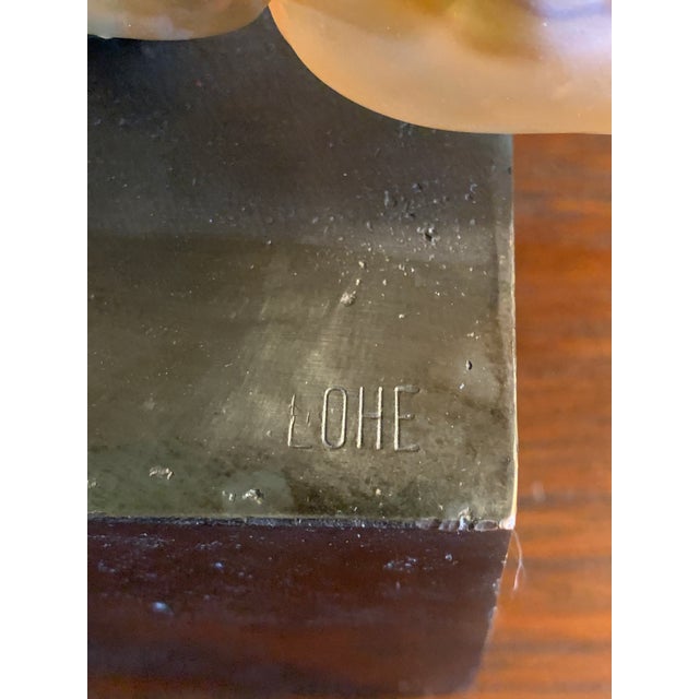 Peach 1990s Yves Lohé "Le Vent" Signed Bronze and Pâte De Verre Sculpture, France For Sale - Image 8 of 14