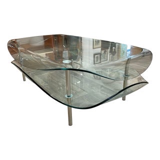 Double-Space Low Table in Tempered Glass from Fiam-Pesaro For Sale