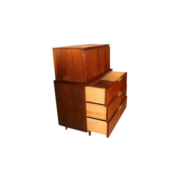 Brown John Stuart Mid Century Highboy Walnut Dresser For Sale - Image 8 of 13