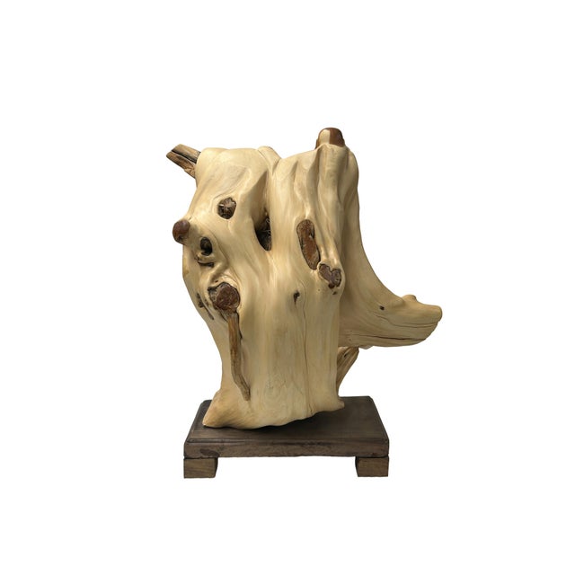 Cypress Root Wood Carved Irregular Happy Buddha Statue Artistic Figure For Sale In San Francisco - Image 6 of 9