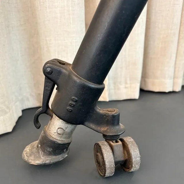 Tan Antique Leather and Cast Iron Adjustable Gymnasium Pommel Horse For Sale - Image 8 of 11