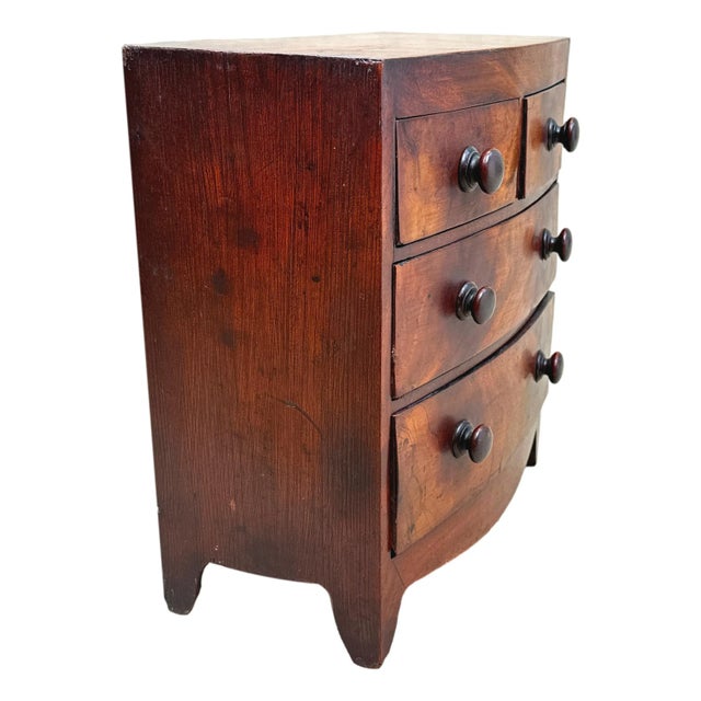 Mid 19th Century Victorian Miniature Mahogany Bowfront Chest of Drawers, 1860 For Sale - Image 5 of 10
