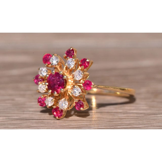 Contemporary The Lisa: Ruby Cocktail Ring with Diamonds For Sale - Image 3 of 9