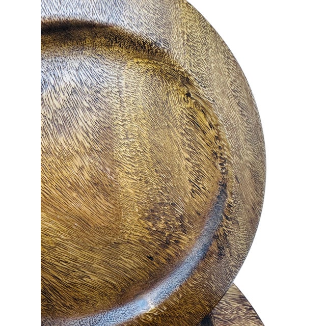 2010s Hand-Turned Acacia Wood Charger Plates - Set of 5 For Sale In Tampa - Image 6 of 10