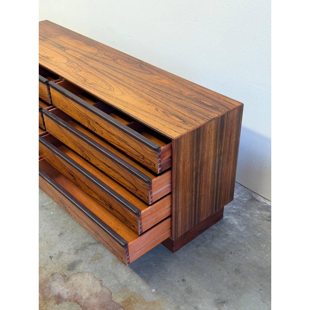 Wood Mid 20th CenturyWestnofa Rosewood 8 Drawer Dresser Scandinavian Lowboy Norway For Sale - Image 7 of 10