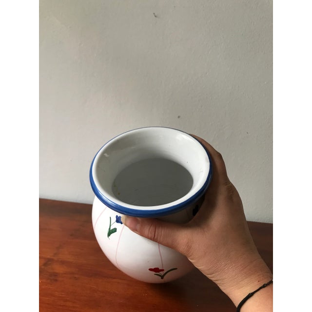 Italian Hand Painted Vintage Pottery Flower Vase From Italy For Sale - Image 3 of 8