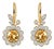 Art Nouveau Citrine Flower and Leaf Drop Earrings, Silver, Gold, Pair For Sale