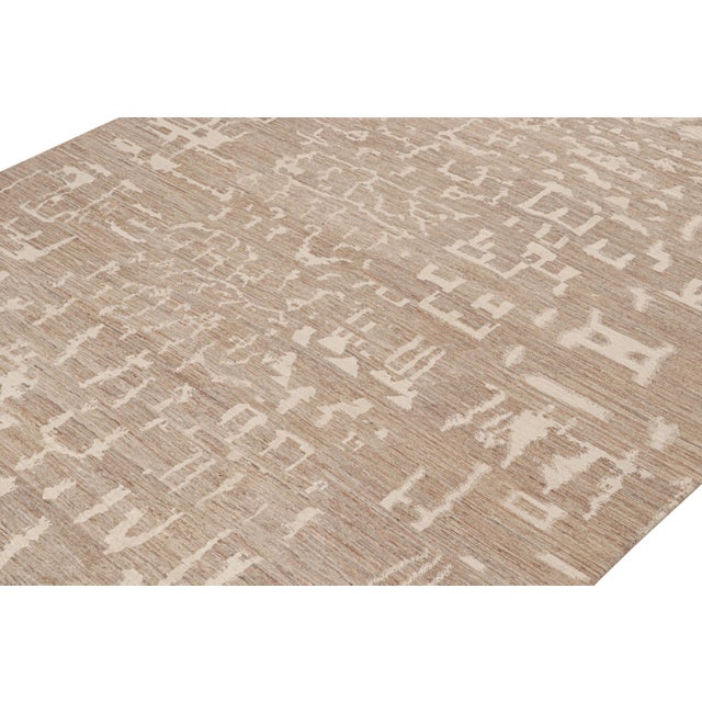 Rug & Kilim Rug & Kilim’s Contemporary Abstract Rug With Beige-Brown Geometric Patterns For Sale - Image 4 of 7