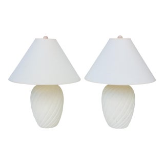 Dynasty White Plaster Urn Table Lamps - a Pair For Sale