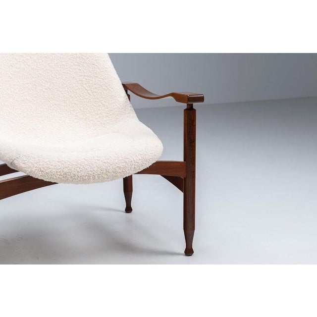 Tiki Lounge Chair in Teak and Bouclé Busnelli, 1960 For Sale - Image 6 of 12