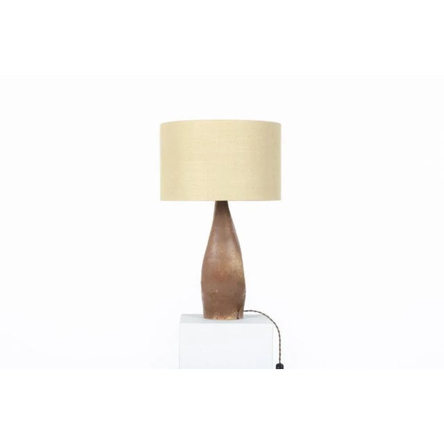 Mid-Century Modern Vintage Lamp in Brown Ceramic, 1950 For Sale - Image 3 of 11