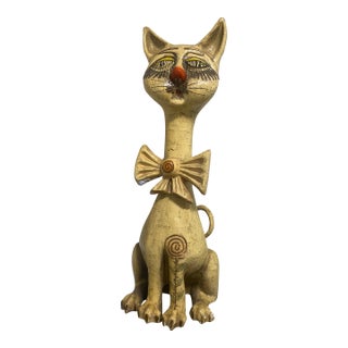 Vintage Jeanne Valentine Oversized Papier-Mâché Cat Sculpture For Sale