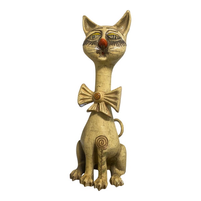 Vintage Jeanne Valentine Oversized Papier-Mâché Cat Sculpture For Sale
