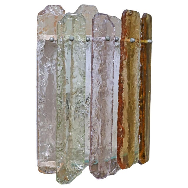 1970s 1970s Italian Modern Murano Multicolor Glass and Metal Sconces- 2 Piece Set For Sale - Image 5 of 8
