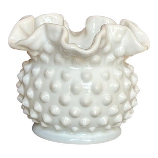 White Milk Glass Hobnail Vase For Sale