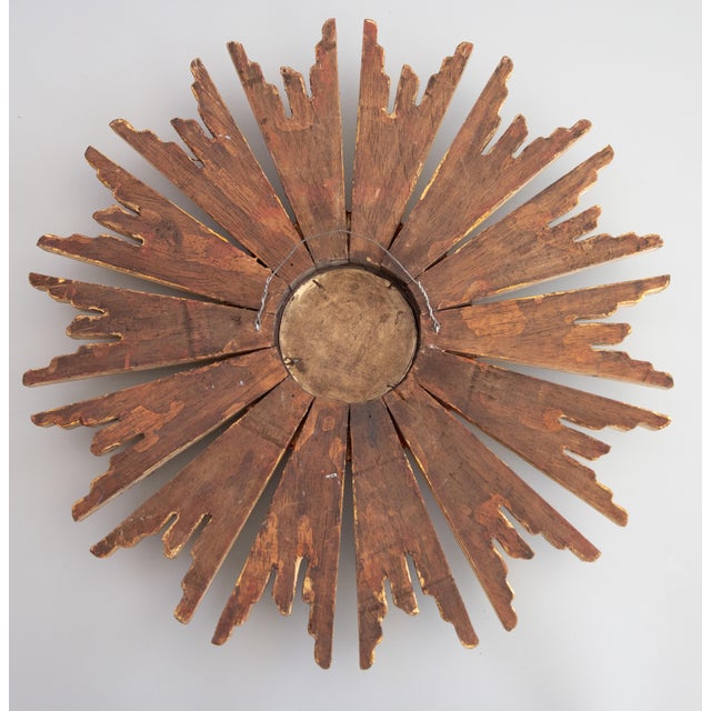 Wood Mid Century French Giltwood Sunburst Mirror For Sale - Image 7 of 8