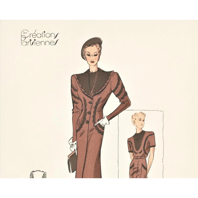 This is a fabulous Art Deco fashion plate from a series of fashion designs from an unbound collection, “Creations...