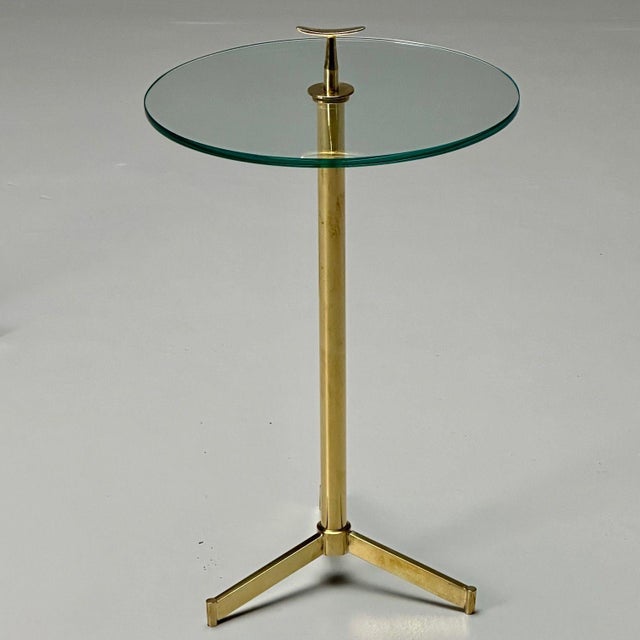 Italian Mid-Century Modern Style, Brass, Glass, Martini Side Tables, 21st C. For Sale - Image 9 of 9