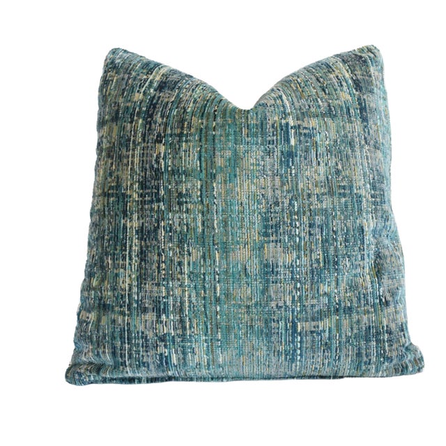 Claremont Velours Jaspe Velvet Feather/Down Pillow 21" Square For Sale