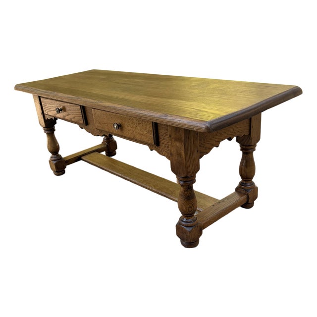 Vintage Country French Coffee Table With Two Drawers For Sale