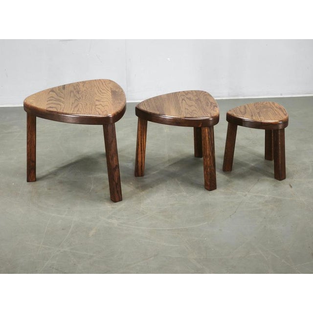 Mid-Century Modern Oak Nesting Tables, 1960s, Set of 3 For Sale - Image 10 of 11