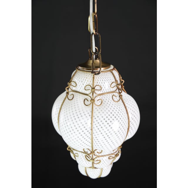 Set of 2 Amazing Venetian Lantern in Murano Reticello Glass, 1950s For Sale - Image 13 of 13