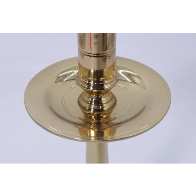 1980s Pair of Virginia Metalcrafters Brass Candlestick Lamps For Sale In Philadelphia - Image 6 of 11