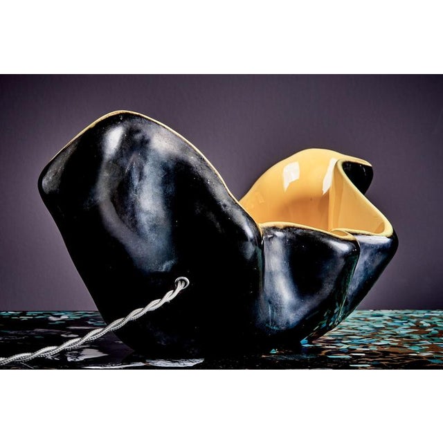 Black Sculptural Table Lamp attributed to Vallauris, France, 1950s For Sale - Image 8 of 11