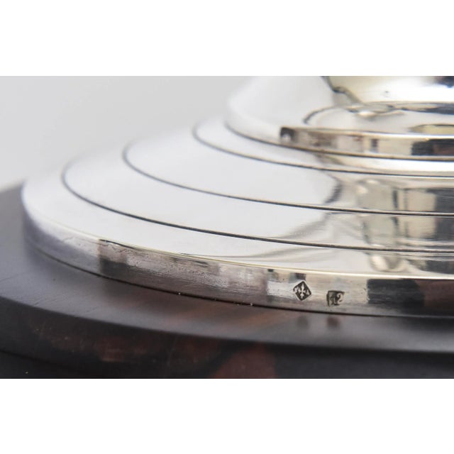 Silver Vintage Art Deco French Silver-Plate and Rosewood Pedestal Bowl or Serving Piece For Sale - Image 8 of 10