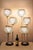 Vintage Mid Century Modern Woven Spun Fiberglass Triple Shade Chrome Frame Atomic Space Age Table Lamps - a Pair. Circa...
