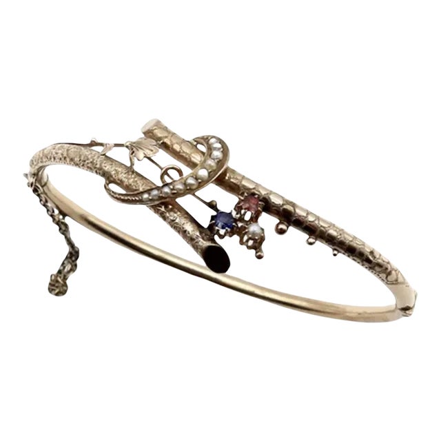 Circa 1880 German 8k Gold Aesthetic Movement Bypass Bracelet For Sale