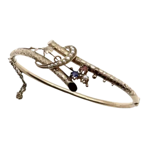 Circa 1880 German 8k Gold Aesthetic Movement Bypass Bracelet