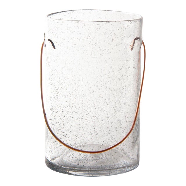 Bubble Glass Hurricane With Copper Handle For Sale