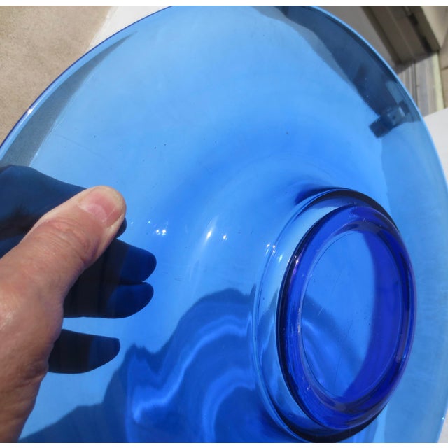 Royal Blue MCM Cobalt Glass Center Bowl For Sale - Image 8 of 11
