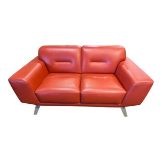 Roche Bobois Red-Orange Loveseat For Sale