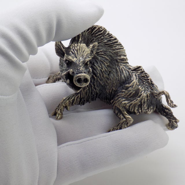 An important vintage miniature depicting a wild boar, handcrafted in Arezzo (Tuscany) between the 1950s and 1960s by the...