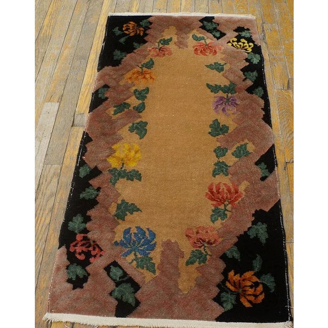 1920s Chinese Art Deco Rug by Nichols Workshop ( 2' x 3'10'' - 60 x 115 ) Antique Chinese – Art Deco Chinese Floral Ivory...