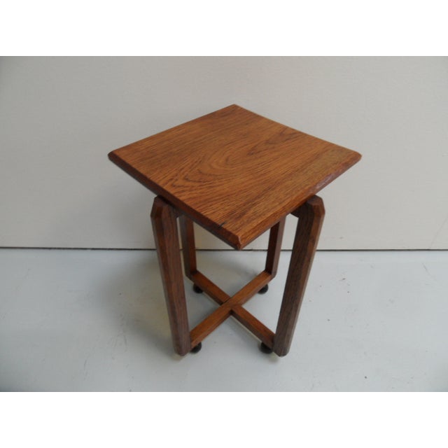 Art Deco Amsterdam School Oak Side Table, 1890s For Sale - Image 3 of 11