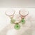 A lovely trio of pink and green "watermelon glass" stemware, in excellent condition. Each measures 3-1/2" Dia x 7-3/4" H...