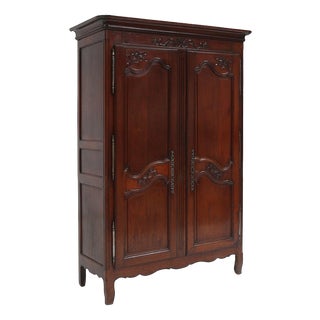 Large French Louis XVI Carved Bridal Wardrobe, 1850s For Sale