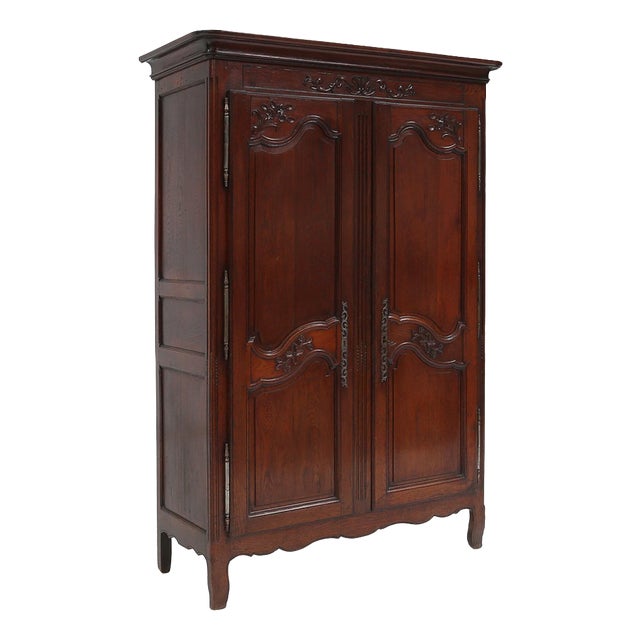 Large French Louis XVI Carved Bridal Wardrobe, 1850s For Sale