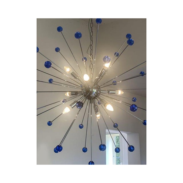 Blue Star Murano Glass Sputnik Chandelier by SimoEng For Sale - Image 11 of 14