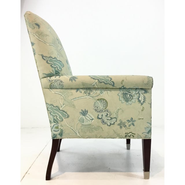 Hickory Chair Traditional Blue and Green Floral Print Chair and Ottoman