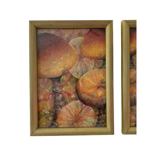 Photorealism Signed Original Art Mushroom Toadstools Giltwood Framed Triptych For Sale - Image 3 of 11
